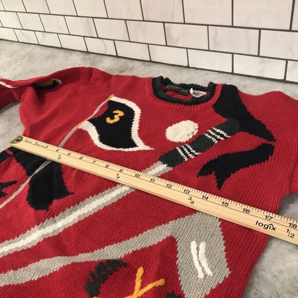 Vintage Linksport Sweater Womens Medium Golf Intarsia Novelty 90s Austads Retro - Picture 6 of 7